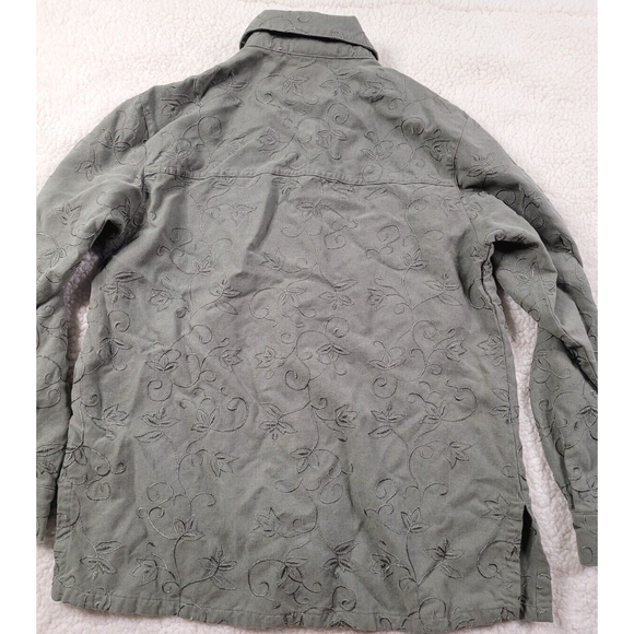 [102] Talbots Petites Floral Embroidered Olive Button Up Blouse- Size PP (0-2) - Picture 8 of 8